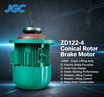 ZD122-4 Μηχανή ανύψωσης γερανού Τύπος 1.5KW Κωνικός περιστροφικός κινητήρας φρένων